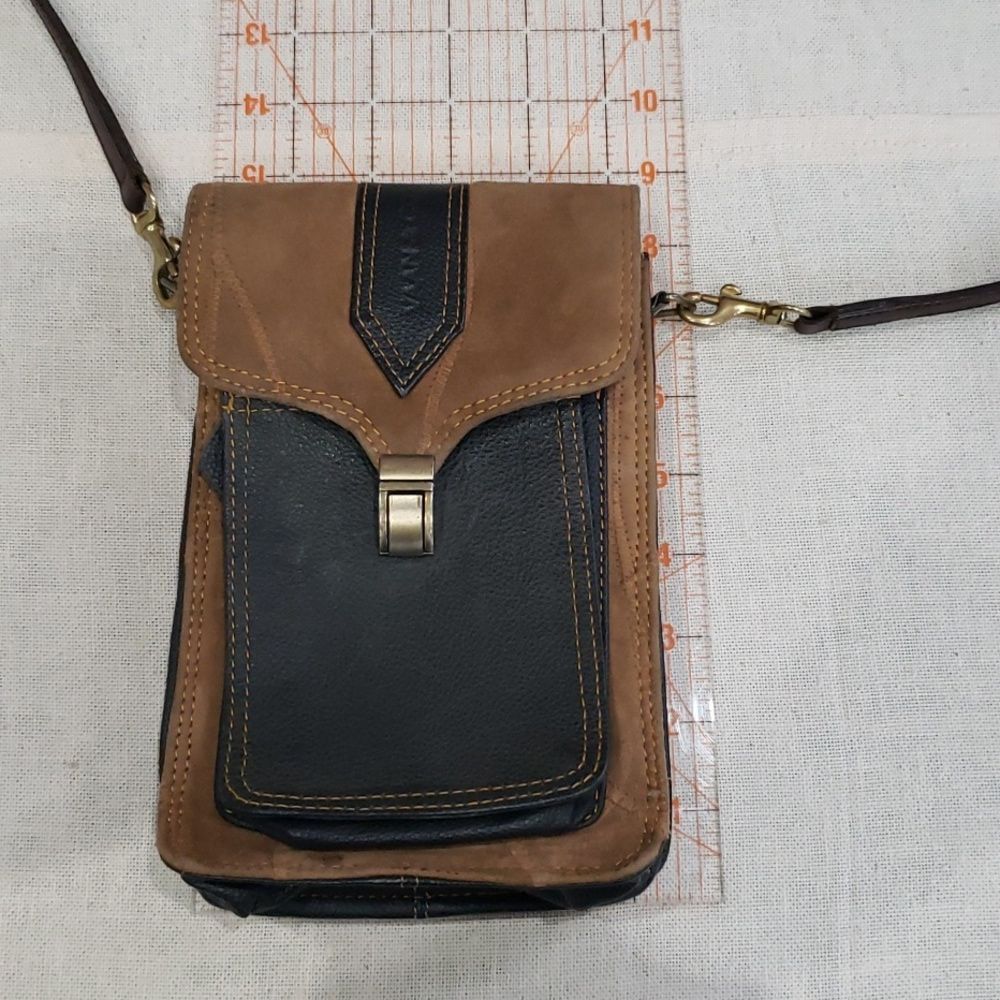 Vaan & Co Crossbody Bag Suede Leather Expandable Belt Unisex Travel Secu…